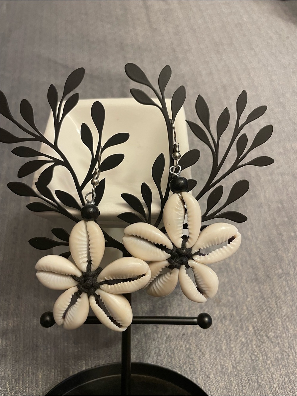 Handmade Flower-Shaped Earrings Made With Cowrie Shells